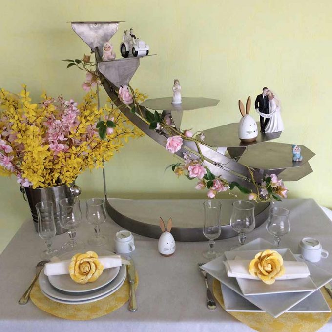 Exemple de décoration de table Pâques, Loc Vaisselle Sarthe